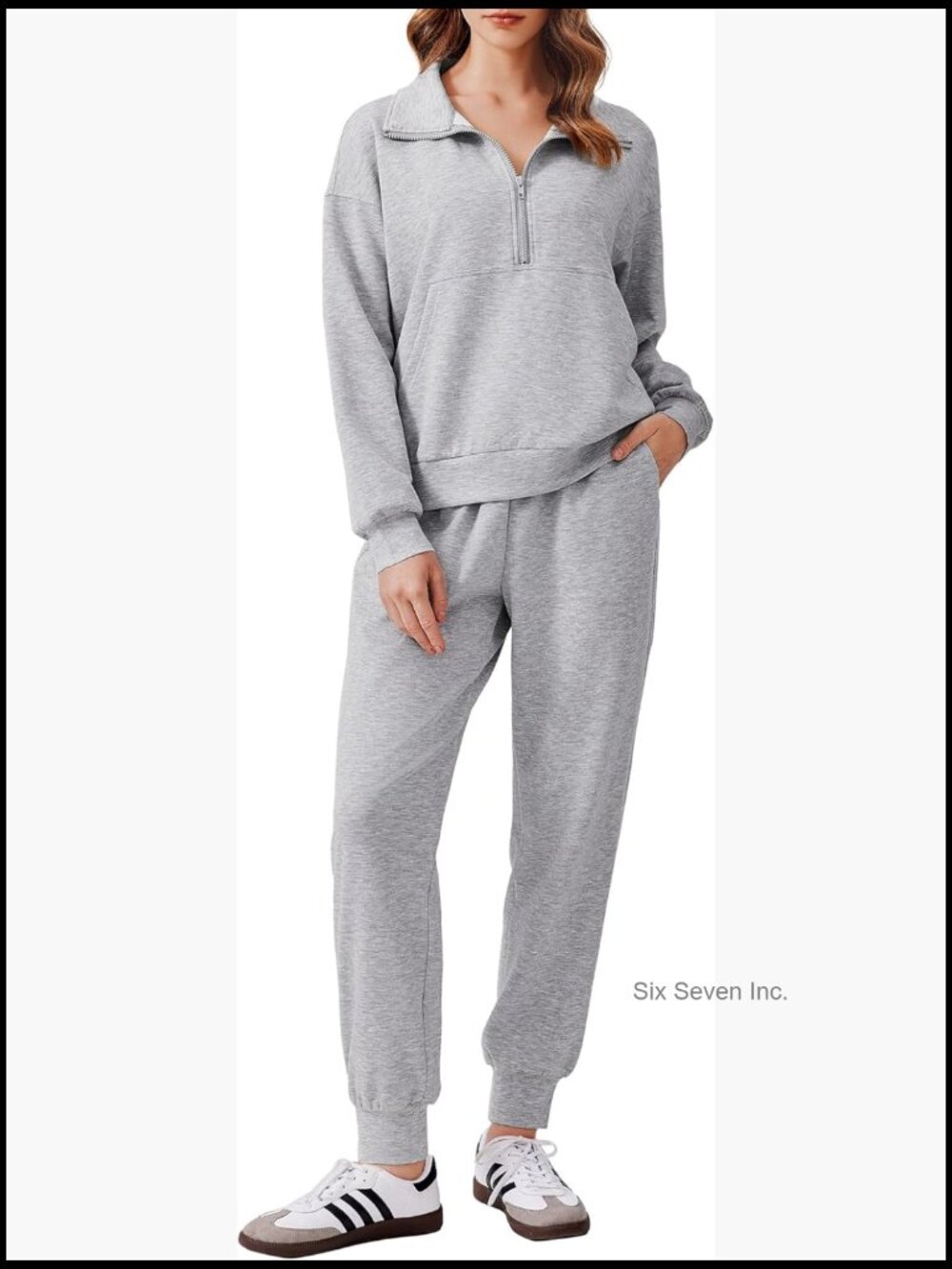 2 Piece Long Sleeve Tracksuit Set Half Zip Sweatsuit Joggers Loungewear